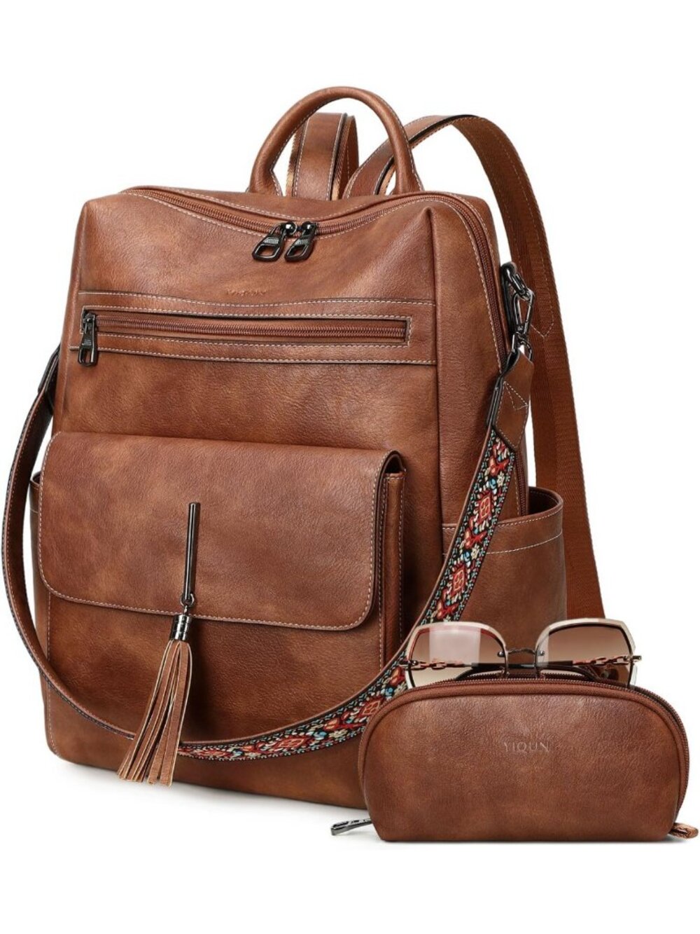 Chic PU Leather Backpack Purse for Women | Fashion Tassel Shoulder Bag | Large